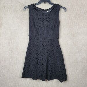 Valerie Bertinelli Dress Womens 4 Black Lace A Line Sleeveless Midi‎ Lined